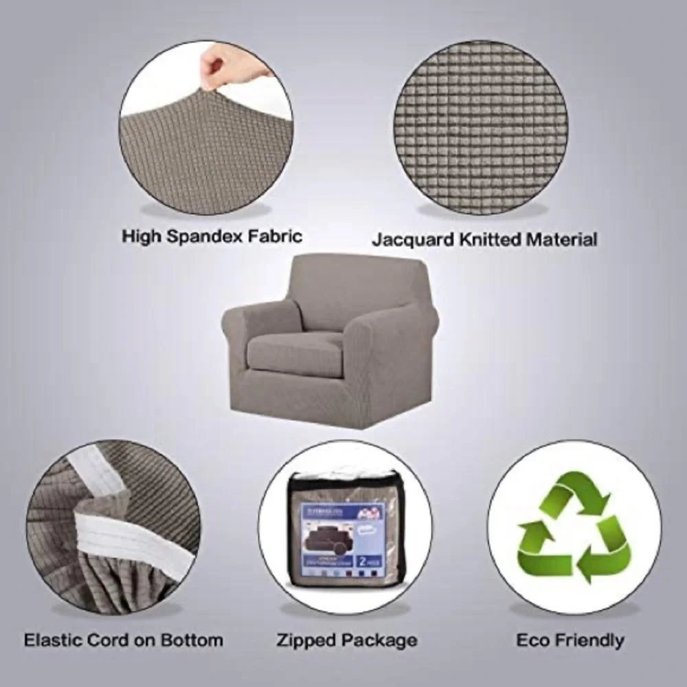 VERSAILTEX Stretch Chair Slipcovers 2 Pieces Armchair Cover Furniture Protector